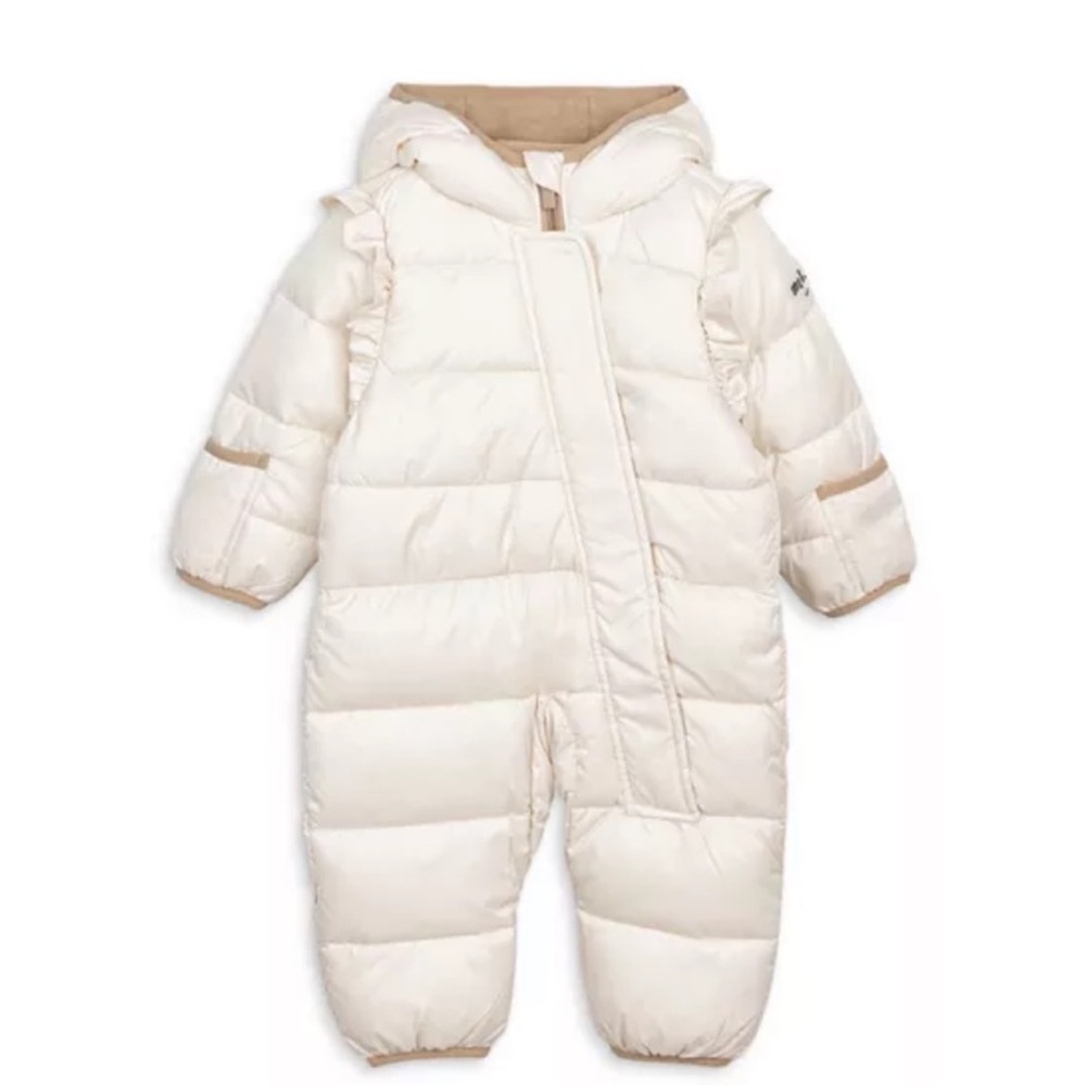 miles the label Cozy Cream Puffer Snowsuit, Baby Hooded Pram 9M